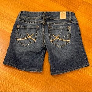 YMI Dark Blue Jean Shorts with Gold Stitching Size 0